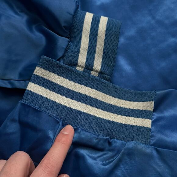 Chalk Line NY VTG Giants NFL 80s Superbowl XXI Blue Bomber Jacket Size L GUC - Picture 8 of 9